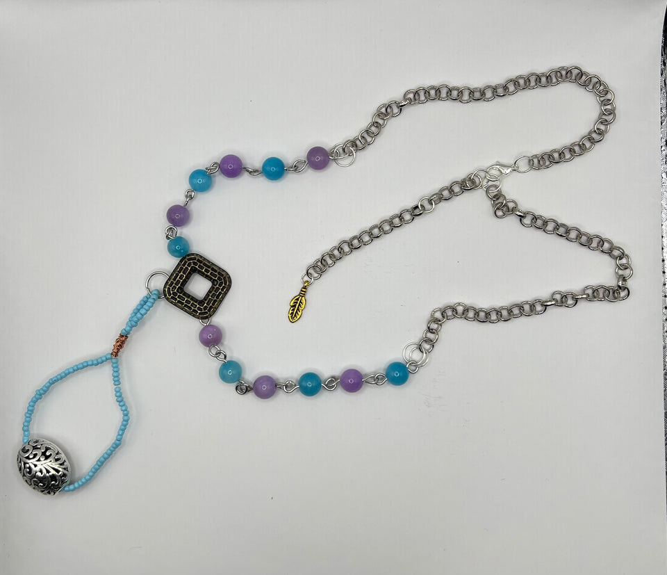 Mixed Metals Square 'Y' Necklace WithA Pendant image 1
