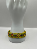 Red,YellowAnd Green Sqaure Cross Loom Bracelet image 0