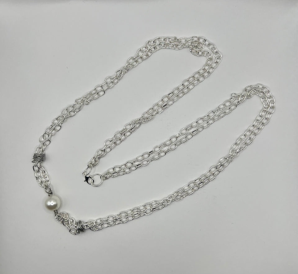 Two Chains minimalist Pearl Neclace image 1