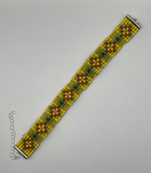 Red,YellowAnd Green Sqaure Cross Loom Bracelet image 1