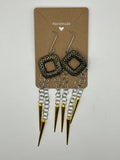 Hammer Square Links With Acrylic Gold Dagger Earrings image 2