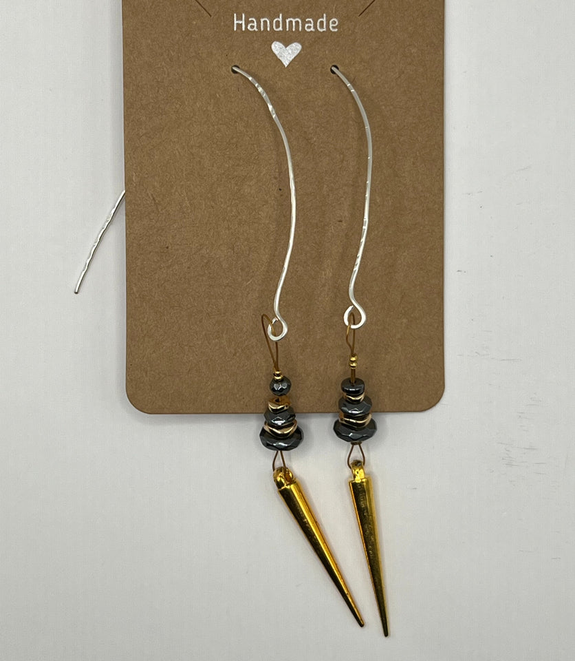 The Multi Hematite & Gold DaggerEarrings image 2