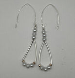Faux Pure White Glass Pearls Curved Triangle Earrings image 1