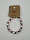 Faux Glass Pearl and AcrylicTranslucent Red Stretch Bracelet image 2