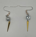 Beaded Ear Wire With Clear Glass Beads & Gold Dagger Earrings image 1