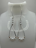 Faux Pure White Glass Pearls Curved Triangle Earrings image 0