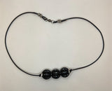 Faux Leather And Large Beaded Beads Necklace image 1