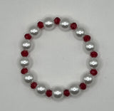Faux Glass Pearl and AcrylicTranslucent Red Stretch Bracelet image 1