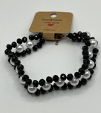 Faceted Black GlassWith Faux Glass Pearls Bracelet image 2