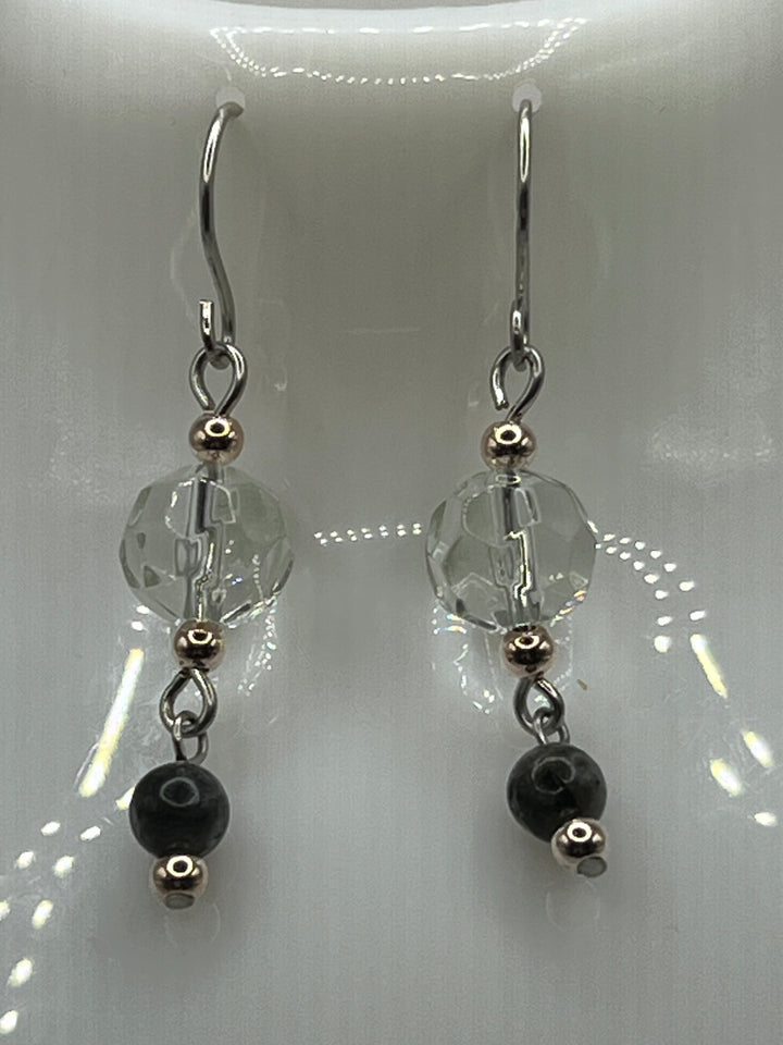 Faceted Clear Glasss With A HintOf Blue Goldstone Jewellery Set image 5