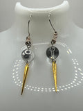 Beaded Ear Wire With Clear Glass Beads & Gold Dagger Earrings image 0