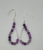 Purple Gemstones & Curved Silver Tube Beads Earrings image 1