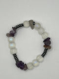 Moonstone, Hematite and Amethyst Stretch Bracelet image 1