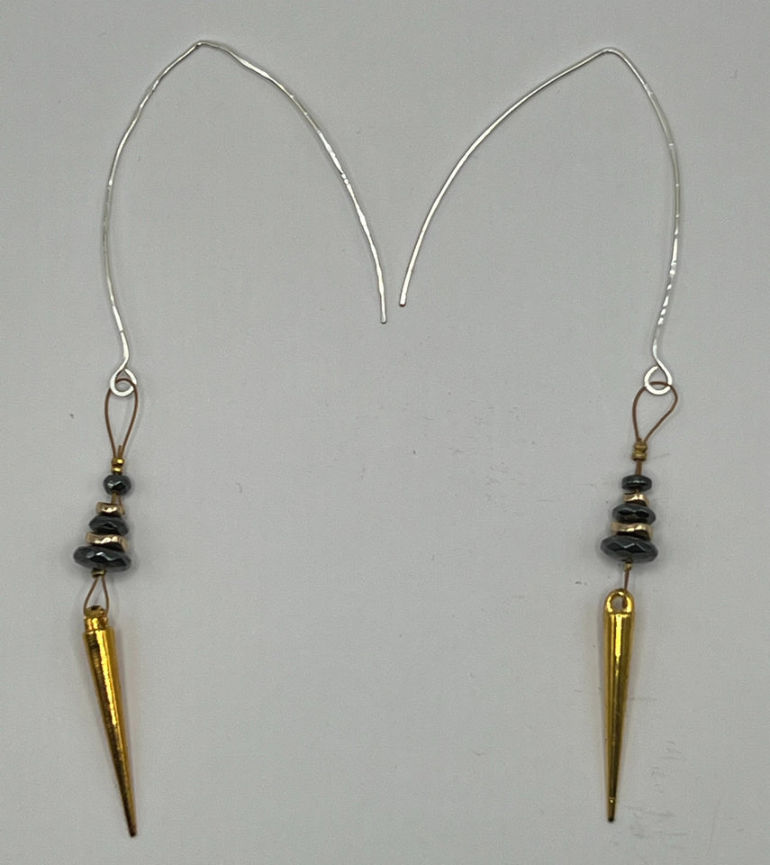 The Multi Hematite & Gold DaggerEarrings image 1