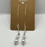 Faux Pure White Glass Pearl Shoulder Duster Earrings image 2