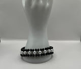 Faceted Black GlassWith Faux Glass Pearls Bracelet image 0