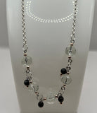 Faceted Clear Glasss With A HintOf Blue Goldstone Jewellery Set image 1