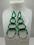 Green Glass And Acrylic Bead With Clear Acrylic Briolette Dangle Earrings image 0