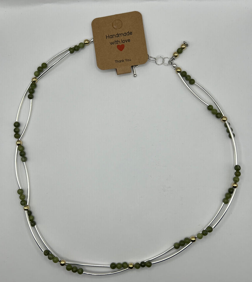 Green Gemstone Tube Necklace image 2