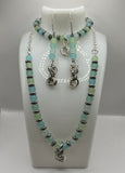 Light Blue and light green Trio Mobius Jewellery Set image 0