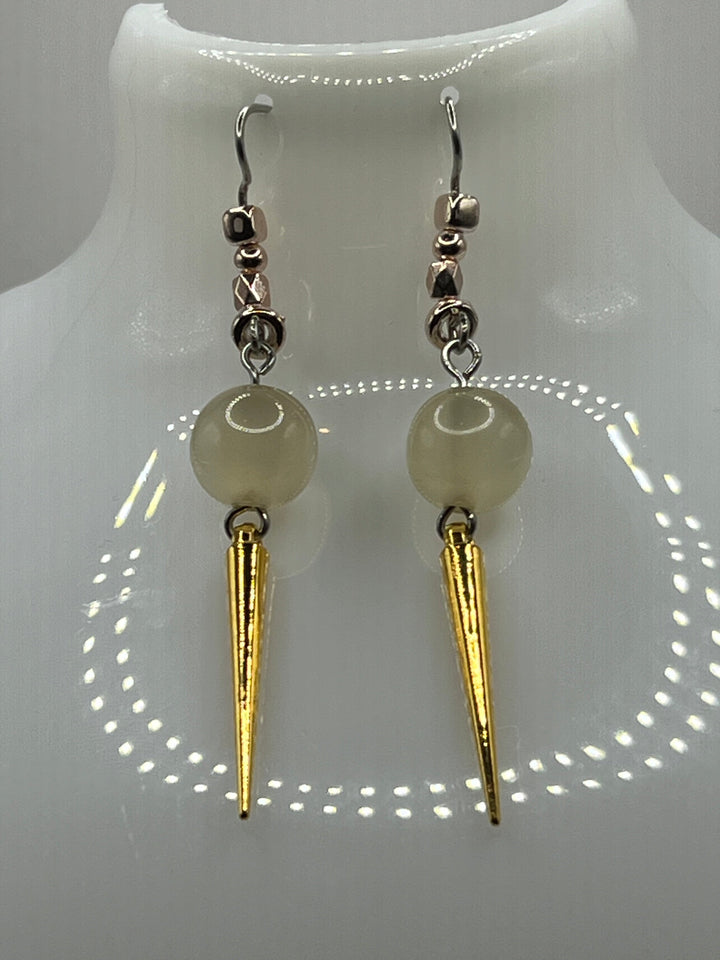 Mystical Orb Gold Dagger Earrings image 0