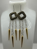 Hammer Square Links With Acrylic Gold Dagger Earrings image 0