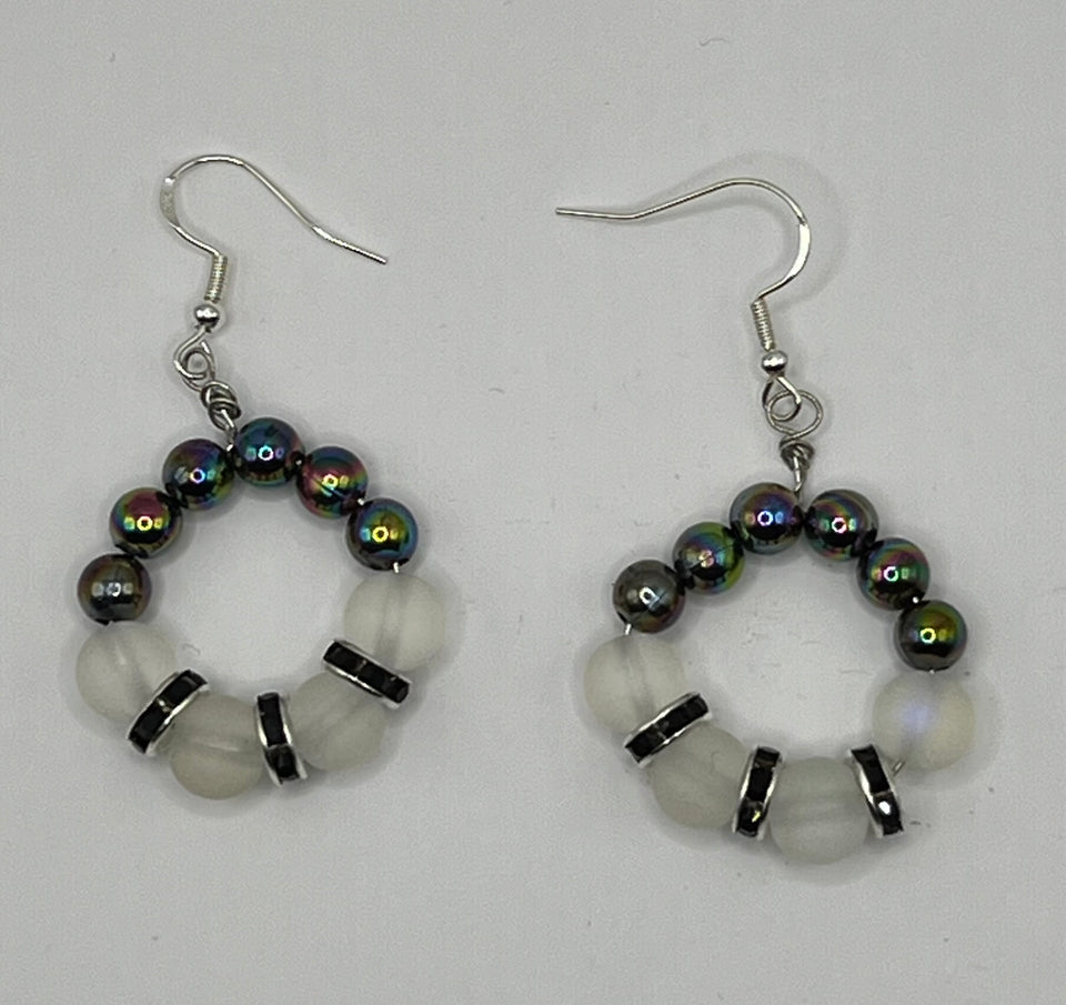 Moonstone And Shimmer Beads Circle Jewellery Set image 4