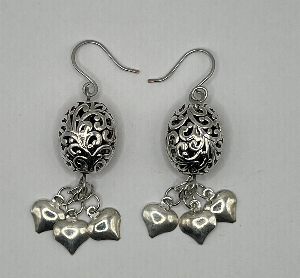 Filigree Triple Heart Earrings image 1