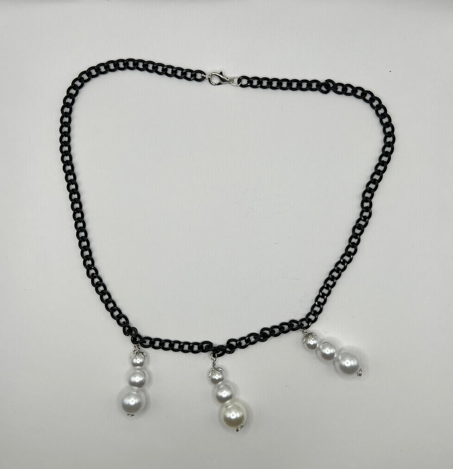 The Triple Faux Pearl Dangle Necklace And Earrings Jewellery Set image 2