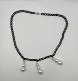 The Triple Faux Pearl Dangle Necklace And Earrings Jewellery Set image 2