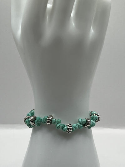 Faux HowliteAnd Antique Silver Spacers Stretch Bracelet image 0