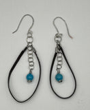 Faux Leather & Blue Bead Dangle Earrings image 1