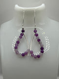 Purple Gemstones & Curved Silver Tube Beads Earrings image 0