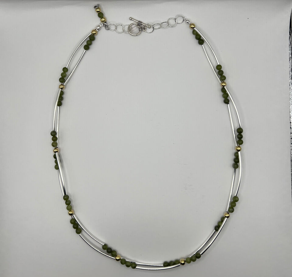 Green Gemstone Tube Necklace image 1