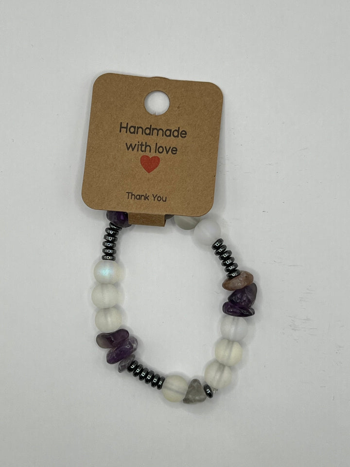 Moonstone, Hematite and Amethyst Stretch Bracelet image 2
