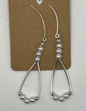 Faux Pure White Glass Pearls Curved Triangle Earrings image 2