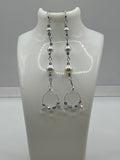 Glass Pearl And Faux Crystal Shoulder Duster Wire Earrings Kel's Lampworked Glass Jewellery & More