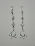 Glass Pearl And Faux Crystal Shoulder Duster Wire Earrings Kel's Lampworked Glass Jewellery & More