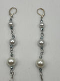 Glass Pearl And Faux Crystal Shoulder Duster Wire Earrings Kel's Lampworked Glass Jewellery & More