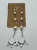 Glass Pearl And Faux Crystal Shoulder Duster Wire Earrings Kel's Lampworked Glass Jewellery & More