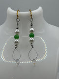 Green And Glass Pearl Drop Earrings Kel's Lampworked Glass Jewellery & More