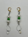 Green And Glass Pearl Drop Earrings Kel's Lampworked Glass Jewellery & More