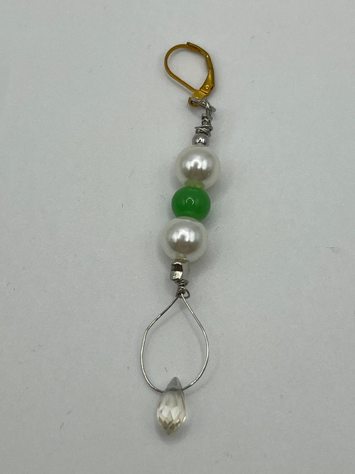 Green And Glass Pearl Drop Earrings Kel's Lampworked Glass Jewellery & More