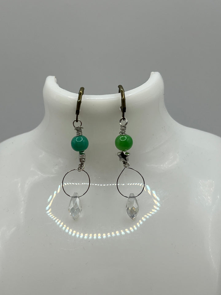 Green Star Earrings Kel's Lampworked Glass Jewellery & More