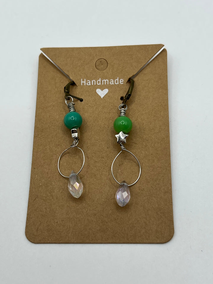 Green Star Earrings Kel's Lampworked Glass Jewellery & More