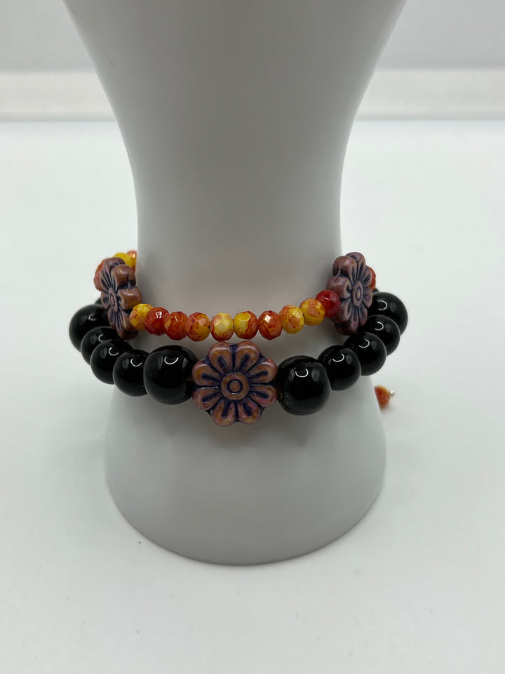 Double Strand Flower Bracelet Kel's Lampworked Glass Jewellery & More