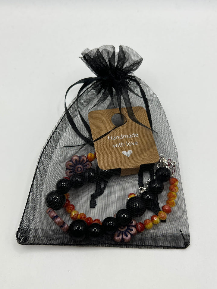 Double Strand Flower Bracelet Kel's Lampworked Glass Jewellery & More