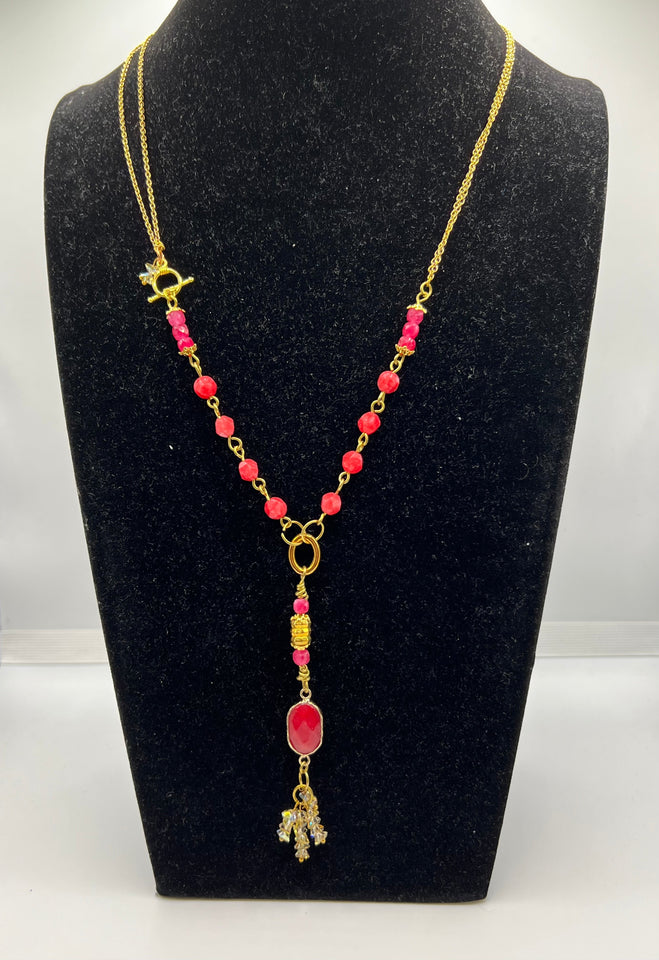 Red And Gold Luscious Delight Necklace Kel's Lampworked Glass Jewellery & More