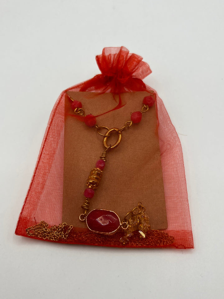 Red And Gold Luscious Delight Necklace Kel's Lampworked Glass Jewellery & More