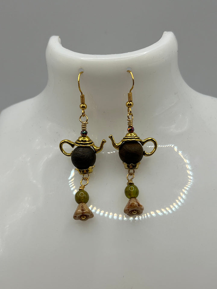 Miss Pots Gold Earrings Kel's Lampworked Glass Jewellery & More